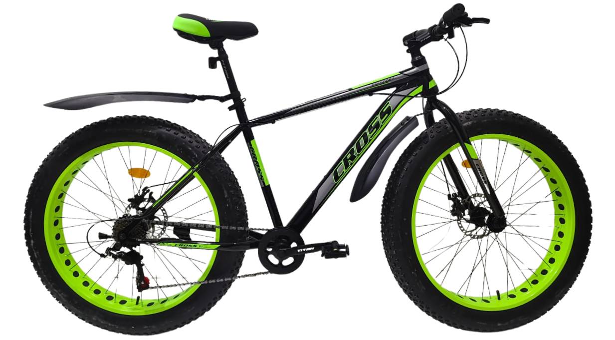 Фотография Велосипед Cross Defender 26", размер L рама 19" (2024), Черно-зеленый